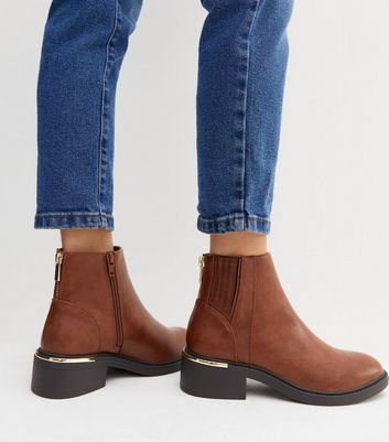 Leather ankle boots with on sale zip