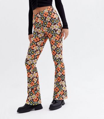 Retro Print High Waisted Flared Trousers  Nasty Gal