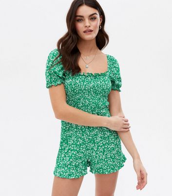 green and white playsuit