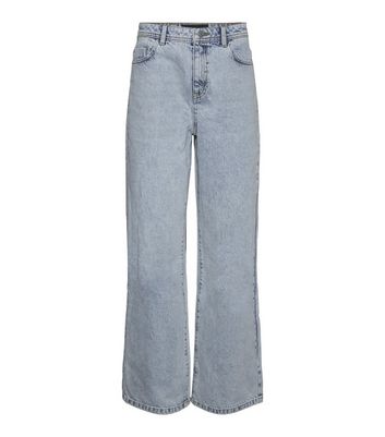 Click to view product details and reviews for Noisy May Pale Blue High Waist Wide Leg Jeans New Look.