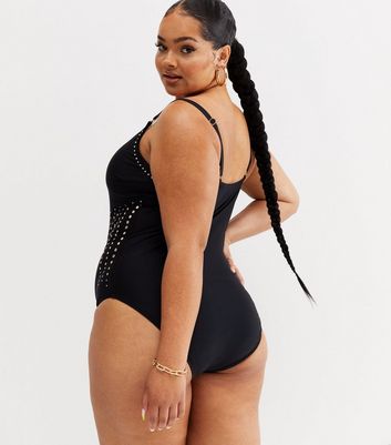 black embellished swimsuit