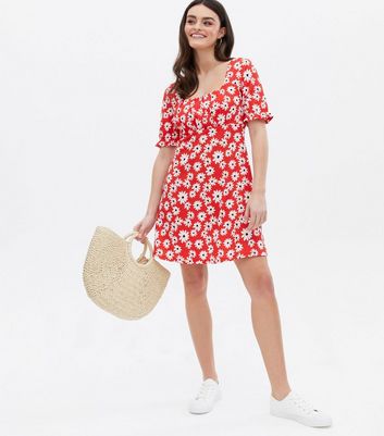 new look red dress floral