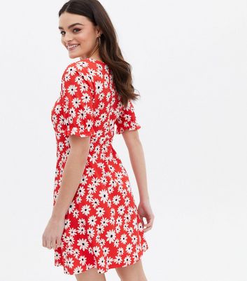 red mini dress floral