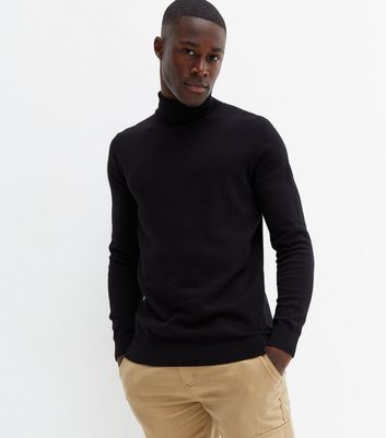 black slim fit roll neck jumper