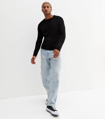 Mens black hotsell ribbed jumper