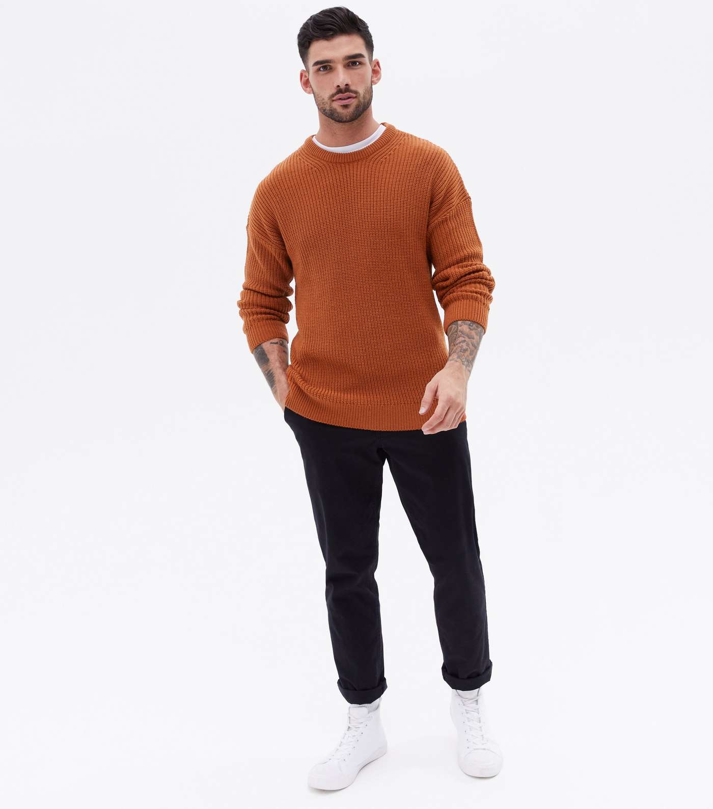 Rust Fine Knit Relaxed Fit Crew Neck Jumper Image 2