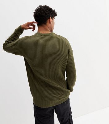 Khaki Fine Knit Relaxed Fit Crew Neck 