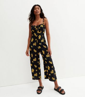 Black Sunflower Ruched Bustier Crop 