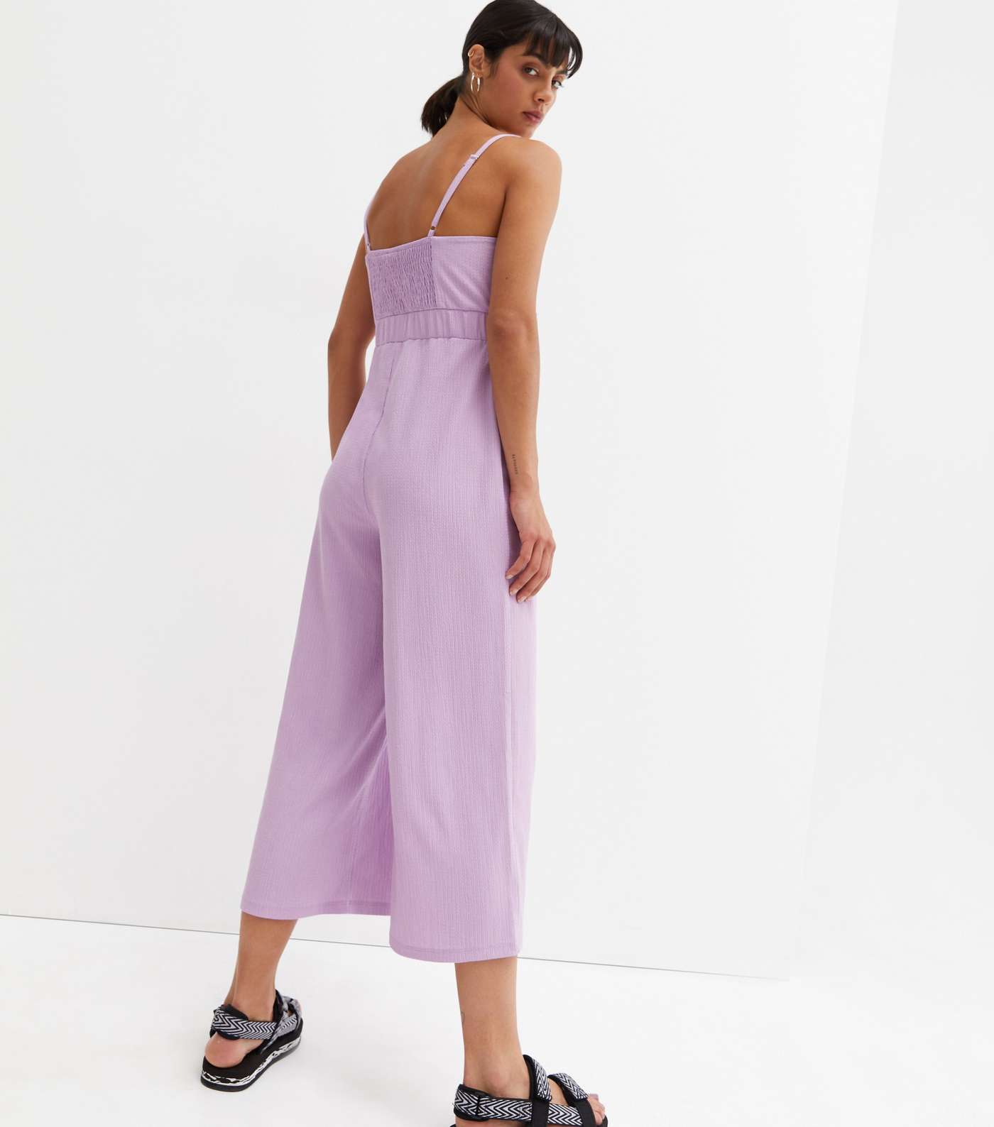 Lilac Crinkle Strappy Tie Front Jumpsuit Image 4