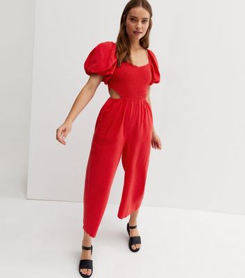 Red store cropped jumpsuit