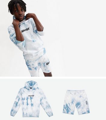 Boys Pale Blue Tie Dye Logo Hoodie and 