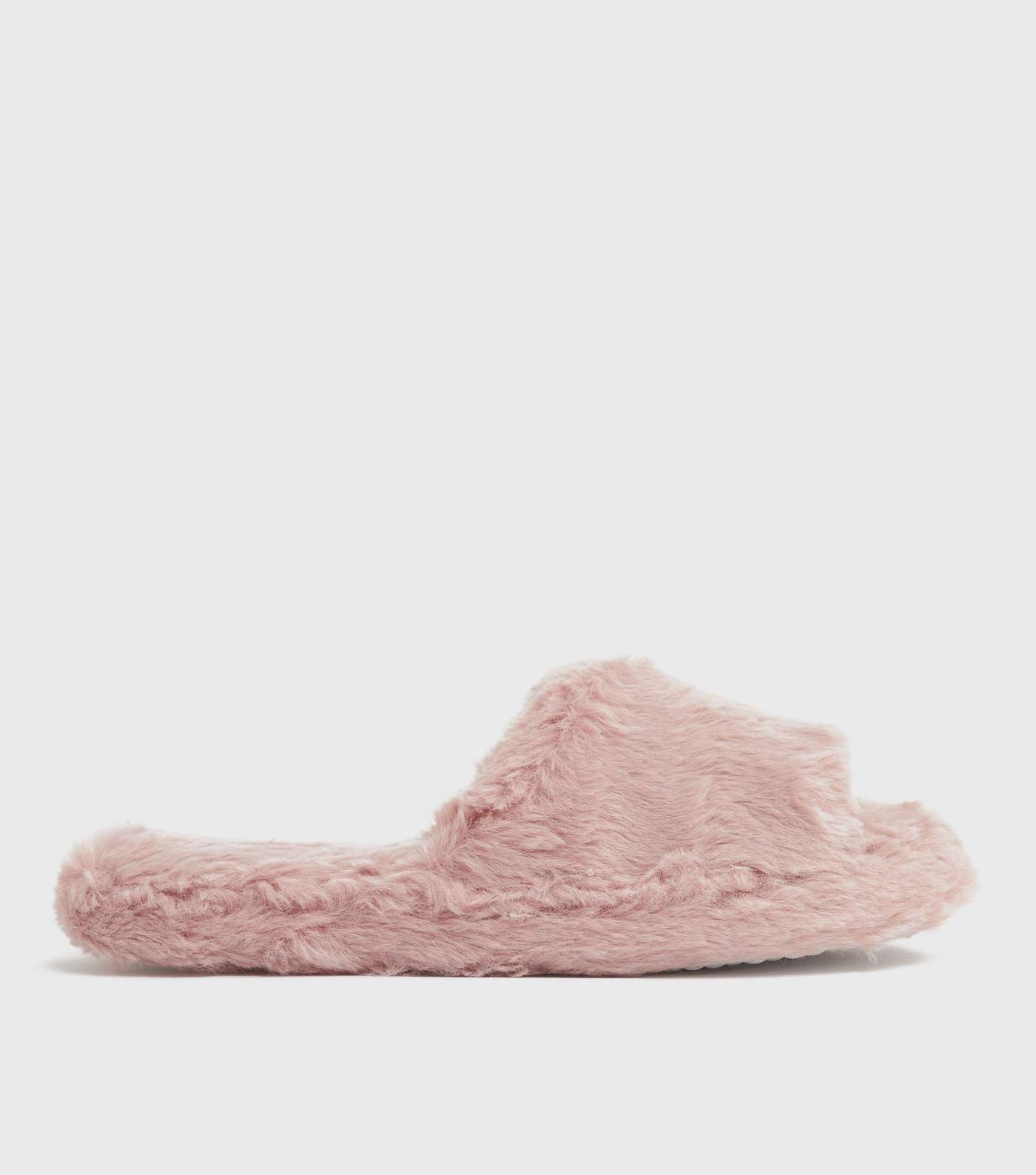 Pink Faux Fur Slider Slippers Image 2