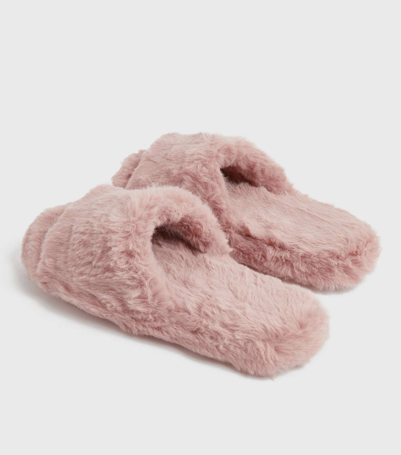 Pink Faux Fur Slider Slippers Image 4