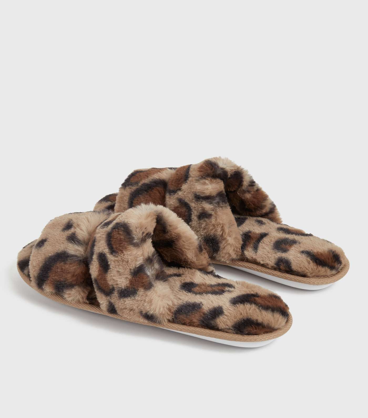 Stone Leopard Print Double Strap Slider Slippers Image 4