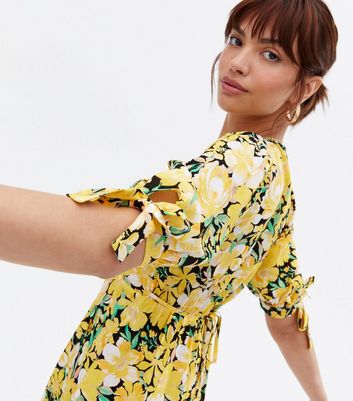 Yellow floral tea sales dress