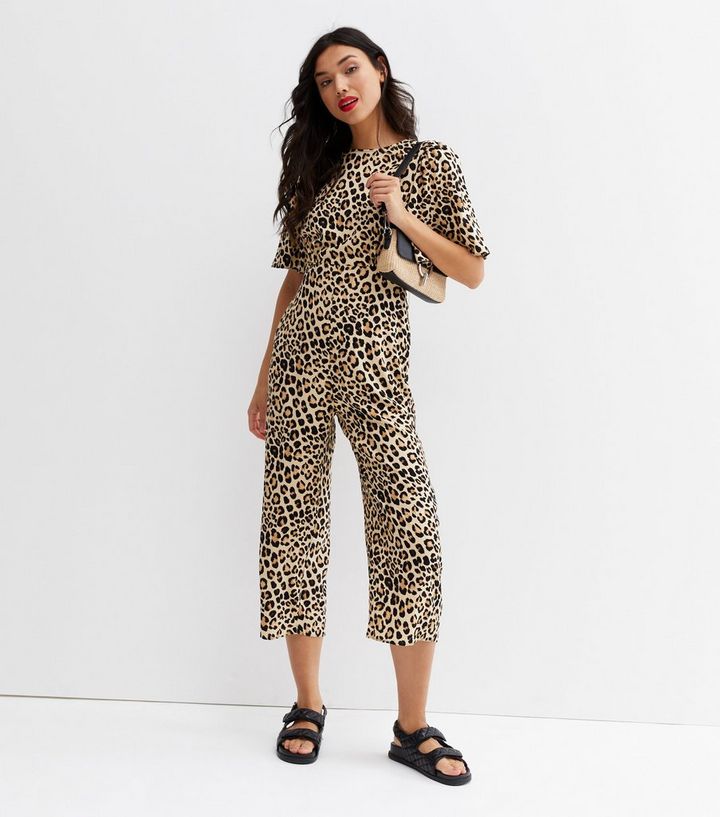 Brown Leopard Print Crop Jumpsuit | New Look