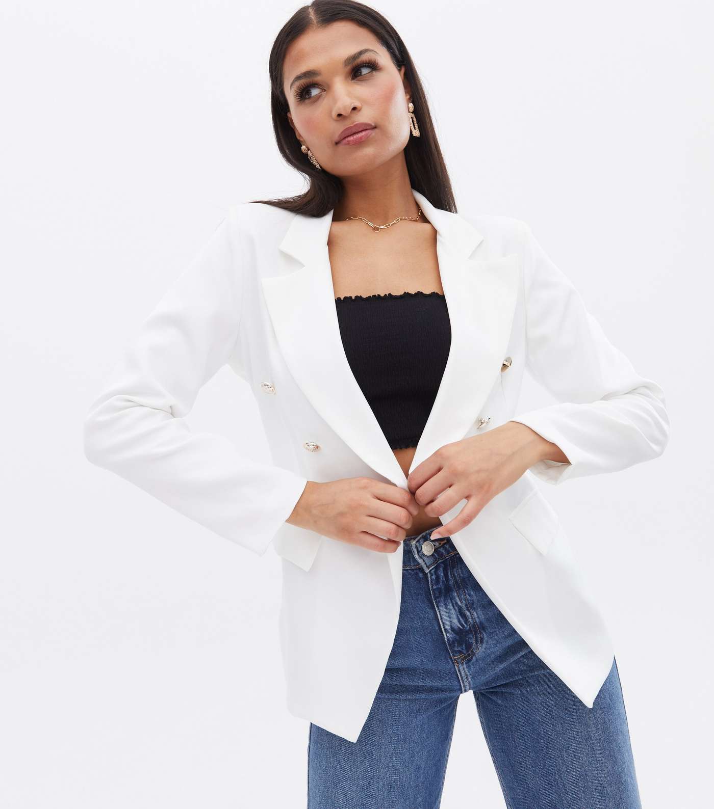 Cameo Rose White Double Breasted Blazer