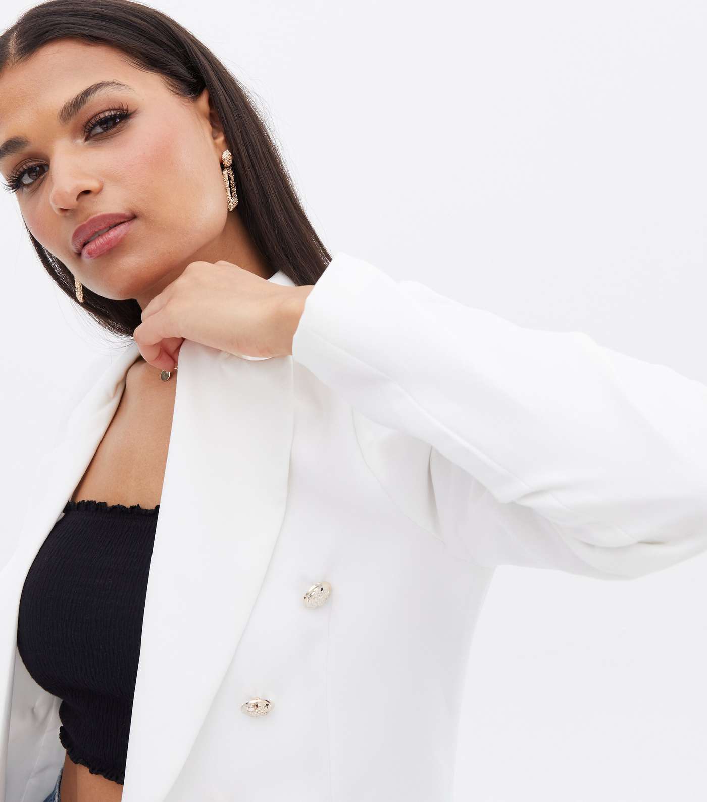 Cameo Rose White Double Breasted Blazer Image 3