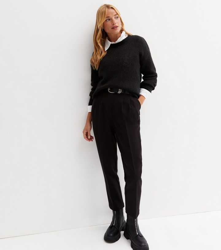 womens black crewneck sweater