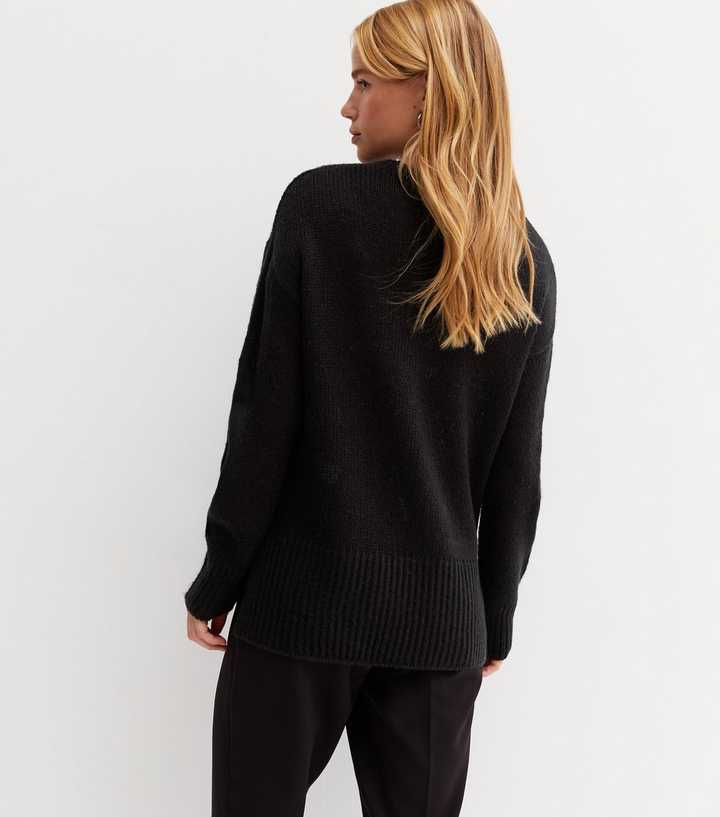 womens black crewneck sweater