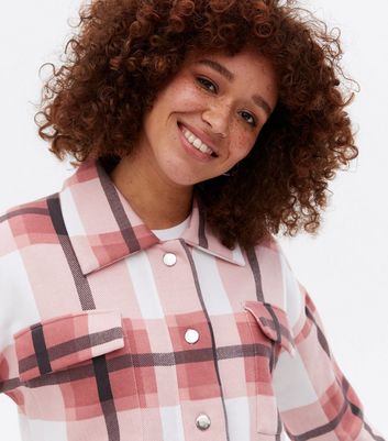 Click to view product details and reviews for Cameo Rose Pink Check Crop Shacket New Look.