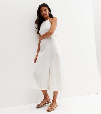 Linen white midi store dress