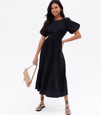 black linen mix dress