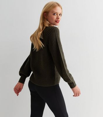 Khaki Chunky Knit Crew Neck Jumper 