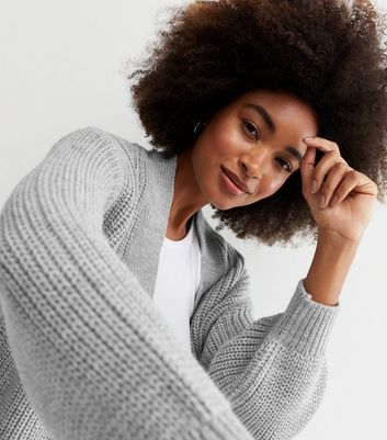 Pale Grey Knit Long Puff Sleeve 
