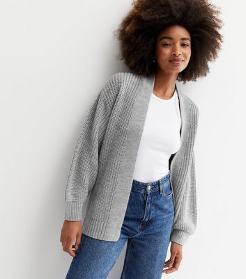 Pale Grey Knit Long Puff Sleeve 