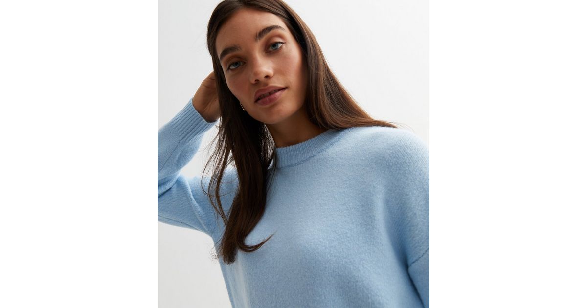 Pale Blue Knit Crew Neck Jumper New Look