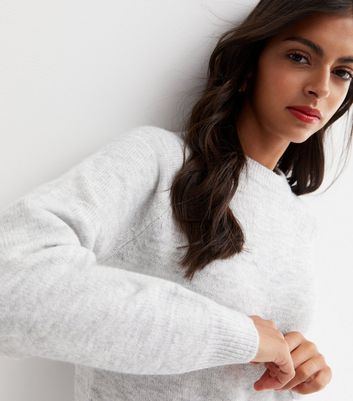 Pale Grey Crew Neck Long Jumper | New Look