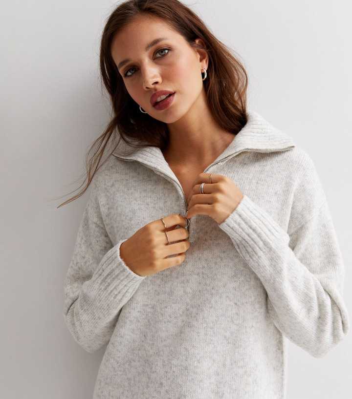 JOCKEY Womens Gray 1/4 Zip Soft Knit Pullover Long Sleeve Sweater Size 2XL