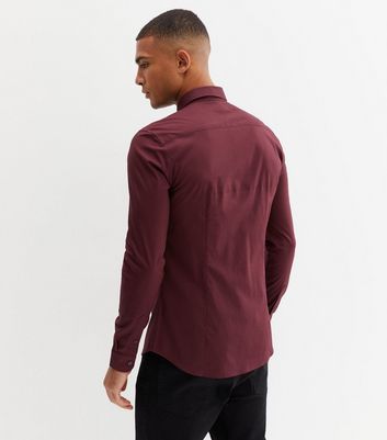 Burgundy muscle fit sales shirt