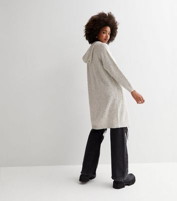 Hooded knit cardigan new deals look