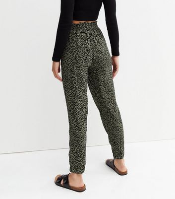 green leopard joggers