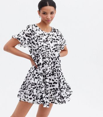 Click to view product details and reviews for Cameo Rose White Animal Print Frill Mini Smock Dress New Look.