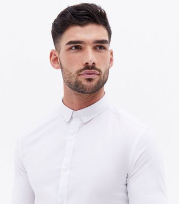 White Muscle Fit Long Sleeve Oxford Shirt New Look