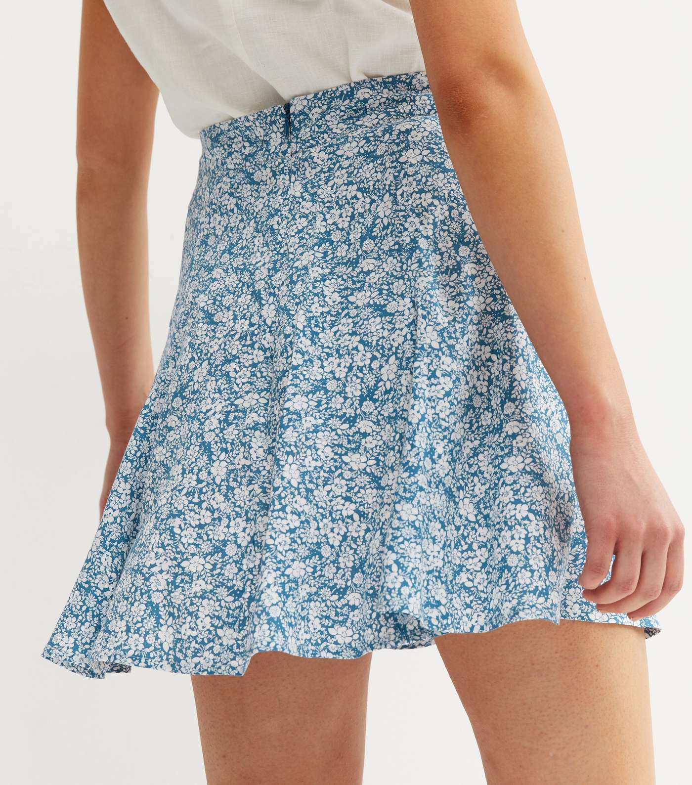 Blue Floral Flippy Mini Skirt Image 4