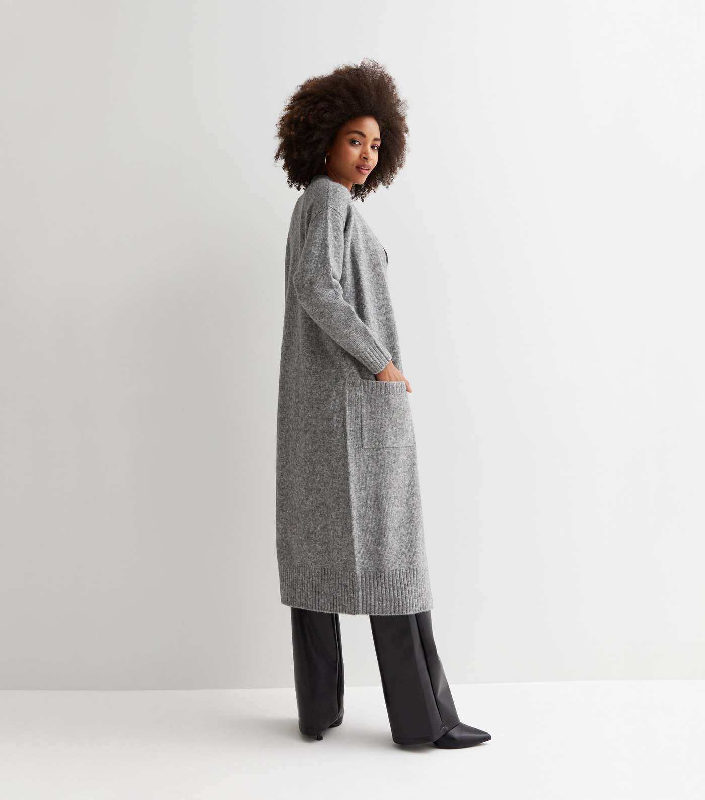 Grey Drop Shoulder Long Sleeve Maxi Cardigan Image 4