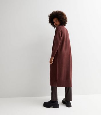 Burgundy Drop Shoulder Long Sleeve Maxi Cardigan New Look