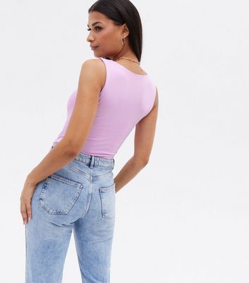 Click to view product details and reviews for Cameo Rose Lilac Slinky Square Neck Bodysuit New Look.