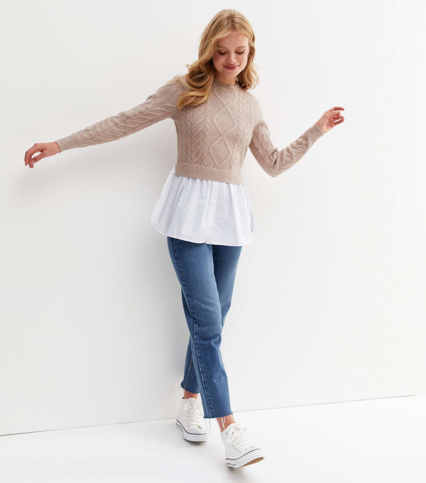 Mink Cable Knit 2-in-1 Jumper Shirt Image 3