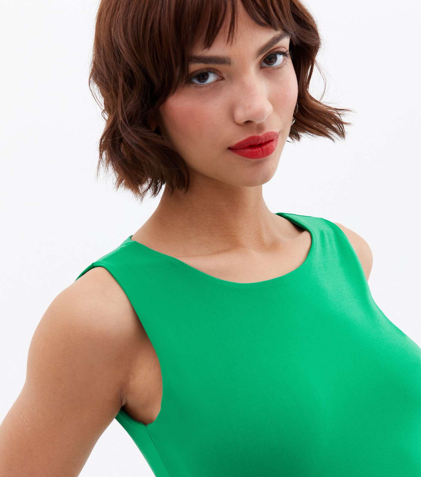 Cameo Rose Green Slinky Sleeveless Bodysuit Image 3