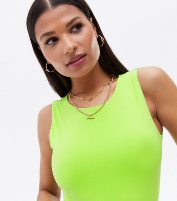 Cameo Rose Light Green Slinky Sleeveless Bodysuit New Look