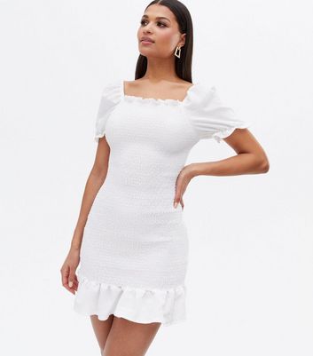 Click to view product details and reviews for Pink Vanilla Off White Shirred Frill Mini Dress New Look.