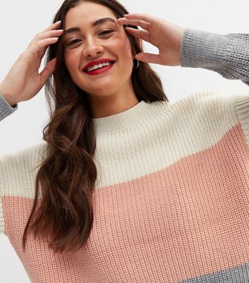 Pink oversized colour outlet block jumper