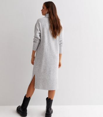 Pale Grey Knit Roll Neck Long Sleeve 