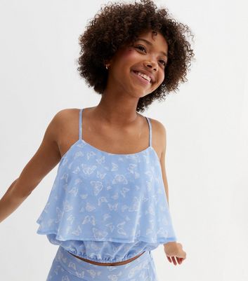 Girls Pale Blue Butterfly Chiffon 