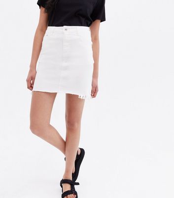 Click to view product details and reviews for Pink Vanilla White Denim Frayed Mini Skirt New Look.